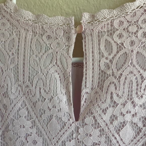 MI AMI - Francesca’s - Boutique Pink Lace Mini Dress Cap Sleeve Women’s Large - Picture 6 of 15